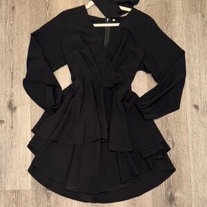 Elegant Mini Black Layered Dress